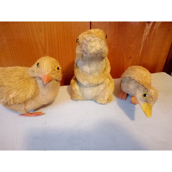 Paper Mache Handmade Art ‎ Farm Animals Country Décor Rabbit Chicken Duck - Picture 1 of 12